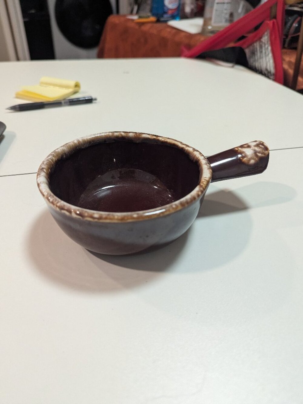Vintage McCoy 7050 Brown Drip Soup/Chili Bowl w/Handle